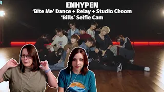 ENHYPEN (엔하이픈) 'Bite Me' Dance Practice & Relay + Studio Choom + 'Bills' Selfie cam Video Reaction