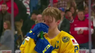 Sweden vs Canada Andersson Throws Silver Medal into Crowd World Juniors 1/5/2018