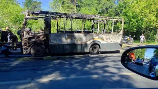 Пассажирский автобус сгорел в Мытищах