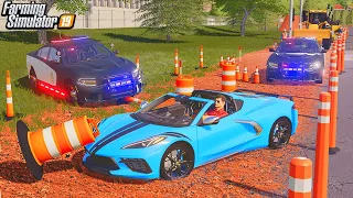 FUGATIVE DRIVES INTO "CONSTRUCTION SITE" (POLICE CHASE)  | (ROLEPLAY) FARMING SIMULATOR 2019