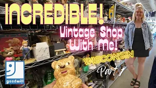 STUFFED Shelves At Goodwill! Wisconsin Vintage Shop With Me