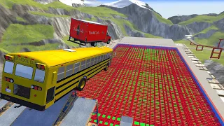 Heavy Vehicle High Speed Jump In Green Slime Pool With Laser Wall - BeamNG drive divides