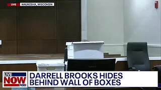 Darrell Brooks builds wall of boxes while arguing with judge