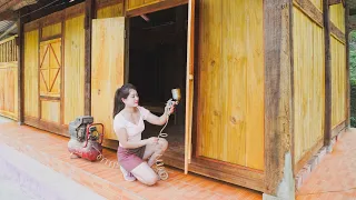 Technique Polish And Spray Painted Whole Wooden House - BUILD LOG CABIN | Nhất Daily Life