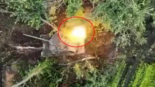 T-90M Tank Runs Over Mine Gets Hit By ATGM And Grenade Dropped From Drone