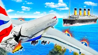 A380 CRASH LANDING into Titanic in GTA 5!