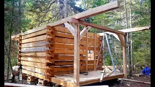 Dovetail Log Cabin - Halfway Finished Timelapse - Cabin Build Video