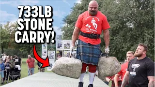 Big Loz Breaks The Dinnie Stone Carry World Record | 733LB/332KG