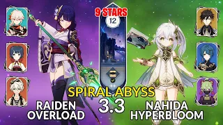 NEW 3.3 Spiral Abyss!│Raiden Shogun & Nahida Hyperbloom |Floor 12 - 9 Stars| Genshin Impact F2P