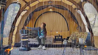 Amazing! 🌟 Solo camping in the rain in a large inflatable tent in a backpack ㅣ RAIN ASMR