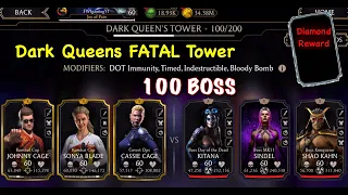 Mk Mobile Dark Queen's Fatal Tower 100 BOSS using Gold | Diamond Character Reward