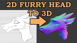 2d furry head to 3d in Blender 2.8