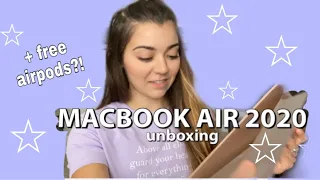 MacBook Air 2020 unboxing! + how to get free AirPods!!