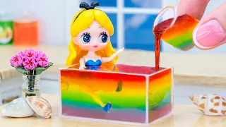 Wonderful Miniature Disney Princess Rainbow Jelly Decorating 🌈 Tiny Swimming Pool Jelly Recipe