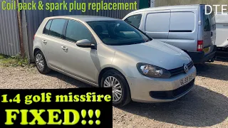 Mk6 golf 1.4 tsi miss fire fixed coil pack spark plugs DTE