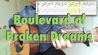 Green Day - Boulevard of Broken Dreams (fingerstyle cover, tabs, lyrics)