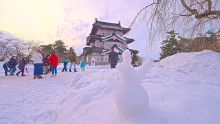 4K・ Snowy Japan - Walk to Hirosaki castle・4K HDR