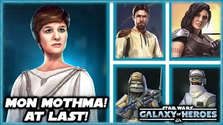 Many Kyrotechs Died...But I Finished My Mon Mothma Team!  3 Years, 4 Months Free to Play SWGOH