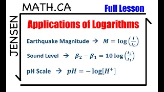 Applications of Logarithms (full lesson) | grade 12 MHF4U | jensenmath.ca