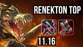 RENEKTON vs GANGPLANK (TOP) | 6/0/3, 1200+ games, 1.0M mastery, Dominating | KR Challenger | v11.16