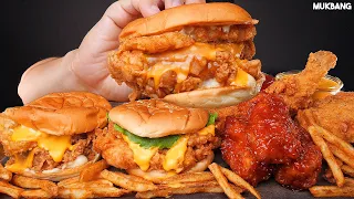 ASMR MUKBANG | KFC BURGERS 🍔 CHICKEN 🍗 FRENCH FRIES 🍟 EATING 햄버거 양념치킨 감자튀김 소스 퐁당! 먹방