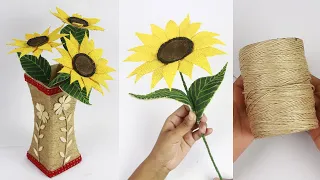 JUTE SUNFLOWER ORIGAMI | Room Decor Jute Craft Idea