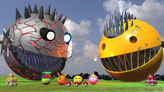 ROBOT PACMAN VS MONSTER PACMAN & THEY USE & POKEMON COMBAT ACHARNE ENTRE ROBOTS