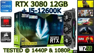 RTX 3080 12GB + i5-12600K | 6 Games tested at 1440P & 1080P (2023)