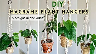 DIY How To Make A Macrame Plant Hanger Tutorial  Step by step │ Hanger for Flowers 5 designs