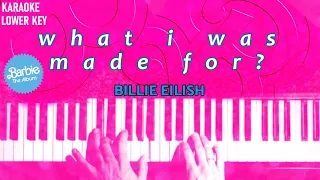 Billie Eilish - What I was made for? Karaoke LOWER KEY Slowed Acoustic Piano Instrumental Cover