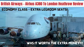 British Airways Airbus A380 Economy EXTRA Legroom Seat Flight - Chicago USA to Heathrow My Review