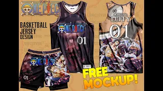 (Free Pattern) Sublimation NBA Cut Basketball Jersey Anime concept one piece luffy01 | PSD file