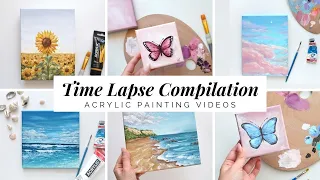 Acrylic Painting Time Lapse Compilation🌴 Easy Painting Ideas