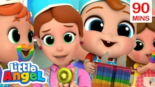 Rainbow Ice Cream + More | Little Angel Kids Color Songs & Nursery Rhymes | Learn Colors & Shapes