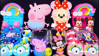 "GeorgePig VS Minnie Mouse" Slime. Mixing Makeup into clear slime! 🌈ASMR🌈 #satisfying #슬라임 (388)