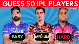 Guess 50 IPL Players - EASY, MEDIUM, HARD | IPL QUIZ | IPL 2024 | PAT CUMMINS, MOHD SIRAJ, BRETT LEE