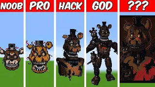 NIGHTMARE FREDDY FNAF Pixel Art Build in Minecraft Noob vs Pro vs Hacker vs God Minecraft Animation
