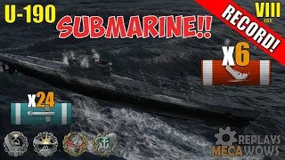 Submarine U-190 6 Kills & 134k Damage | World of Warships Gameplay