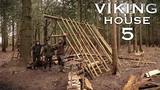 Building a Viking House with Hand Tools: Timber Roof, Bed | Bushcraft Project (PART 5)