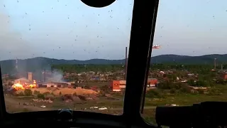 Пожар Хабаровск склад пиломатериалов