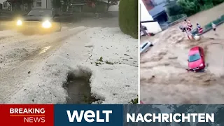 SCHWERE UNWETTER: Heftiger Hagel im Allgäu - Dramatisches Hochwasser in Belgien | WELT Newsstream