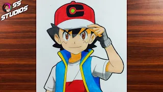 How To Draw Ash Ketchum From Pokemon | Beginners drawing tutorials step by step | Art videos