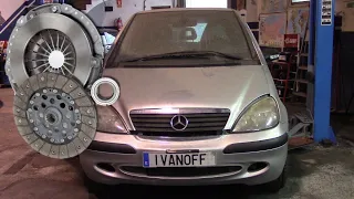 Mercedes A170 CDI W168 2004, замена сцепления, Часть первая clutch replacement