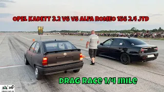 OPEL KADETT 3.2 V6 vs ALFA ROMEO 156 2.4 JTD 839A6000 drag race 1/4 mile 🚦🚗 - 4K UHD