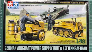 Tamiya German Aircraft Power Supply Unit and Kettenkraftrad 1/48 Scale Model Vehicle