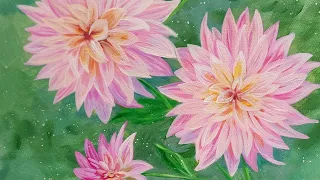 How to Paint Dahlia Flowers Acrylic Painting LIVE Tutorial