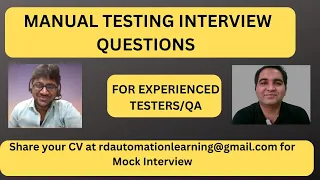 Manual Testing Interview For Experienced| Testing Interview Questions