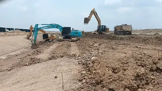 New video of excavator kobelco and Excavator cat