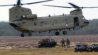 [4K] Dutch CH-47 Chinook Helicopters Sling Load Training