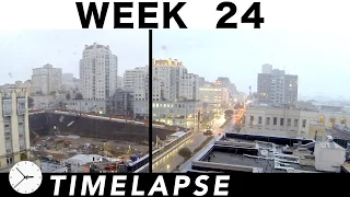 One-week construction time-lapse: Ⓗ Week 24: A stormy week